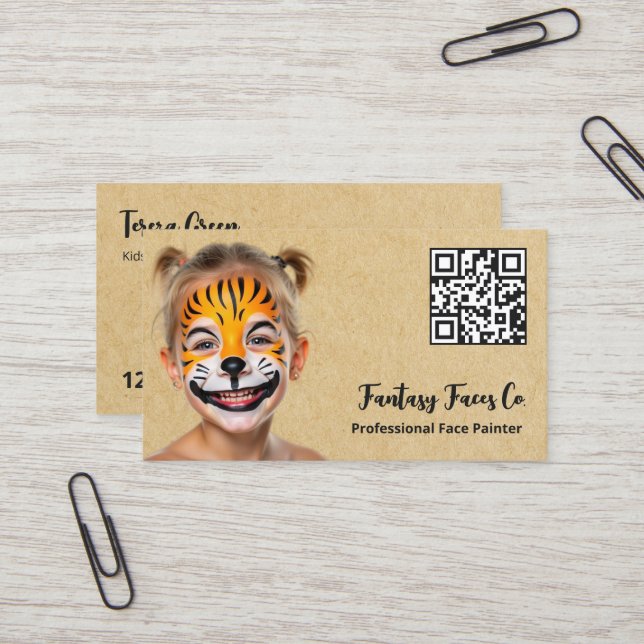 Cartão De Visita Pintor de rosto QR (Frente/Verso In Situ)