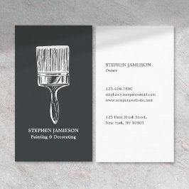 Cartão De Visita Pintor & Decorador Minimal Carvão Cinza Branco