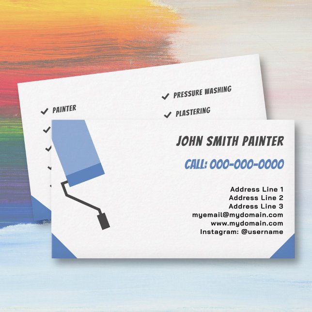 Cartão De Visita Pintor e Decorador, Cilindro de Tinta (Painter & Decorator Business Card)