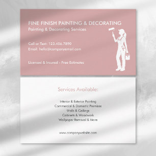 Cartão De Visita Pintora Moderna e Decoradora Feminina Rosa Branco