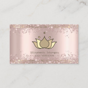 Cartão De Visita Pintura à mão Pó de Brilho Dourado Rosa Lótus Yoga