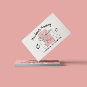 Cartão De Visita Pintura a Óleo Artística Manual Bege Marfim Rosado