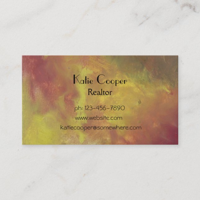 Cartão De Visita Pintura a óleo Dourado vermelho e Abstrato verde (Frente)