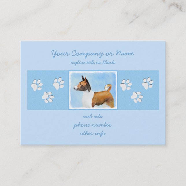 Cartão De Visita Pintura Basenji - Arte Original Custa (Frente)