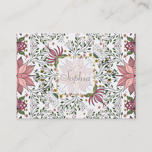 Cartão De Visita Pintura Cinzenta Cor-de-rosa Azulejo Arte (Frente)