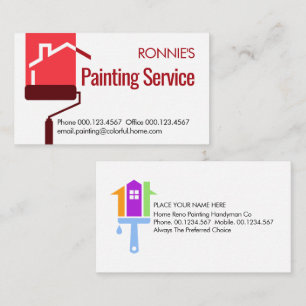 Cartão De Visita Pintura com Rolo de Pintura na Sua Casa