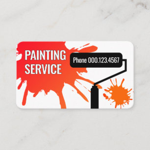 Cartão De Visita Pintura com Rolo de Pintura Salpico de Tinta