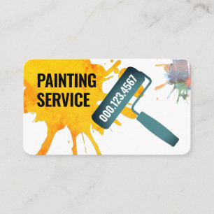 Cartão De Visita Pintura com Rolo de Pintura Salpico de Tinta