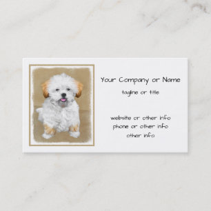 Cartão De Visita Pintura De Cachorro Lhasa Apso - Arte De Cachorro 