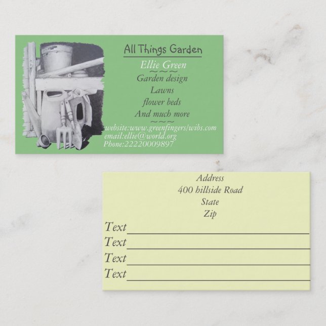 Cartão De Visita pintura de design de jardim para jardinagem (Frente/Verso)