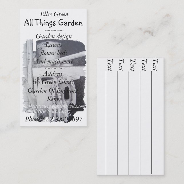 Cartão De Visita pintura de ferramentas de jardim para design de ja (Frente/Verso)