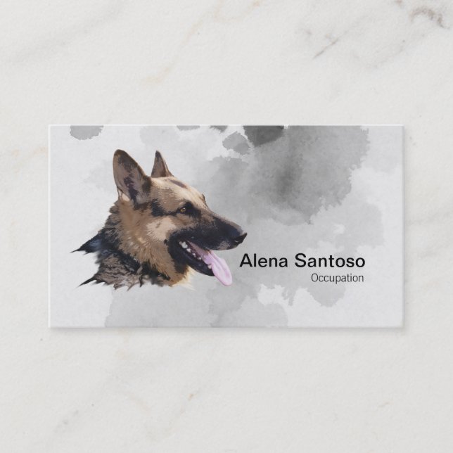 Cartão De Visita Pintura de german shepherd (Frente)