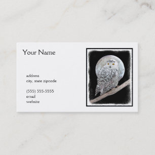 Cartão De Visita Pintura de Moon e Coruja Neve - Arte de Pássaro O