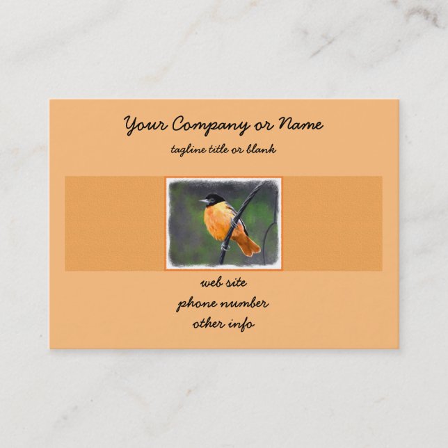 Cartão De Visita Pintura de Oriole - Arte Original para Pássaros (Frente)