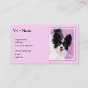 Cartão De Visita Pintura de Papillon (Branco e Preto) - Arte Canina