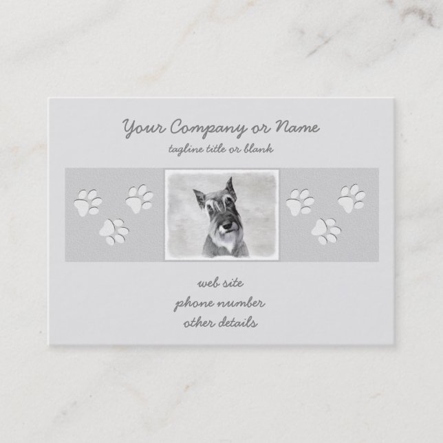 Cartão De Visita Pintura de Schnauzer (Giant) - Arte Canina (Frente)