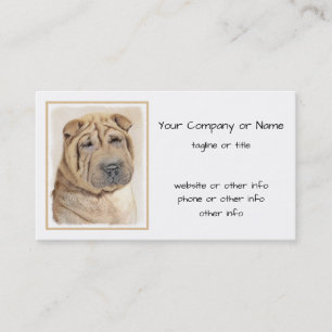 Cartão De Visita Pintura de Shar Pei - arte original bonito do cão