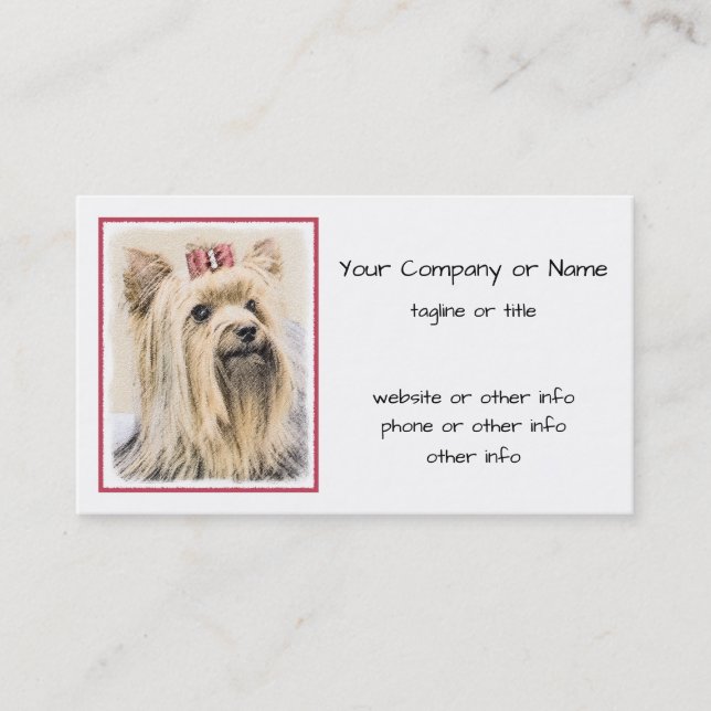 Cartão De Visita Pintura do yorkshire terrier - arte original (Frente)