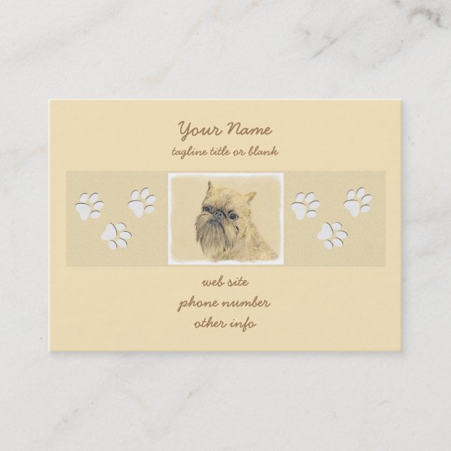 Cartão De Visita Pintura em Bruxelas Griffon - Arte original de cãe (Frente)