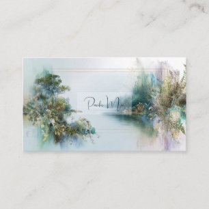 Cartão De Visita Pintura em Dourado de Rio Nebuloso Etéreo Sereno P