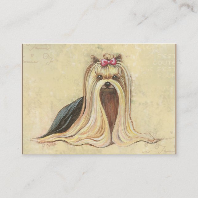 Cartão De Visita Pintura em Retrato Yorkie (Frente)