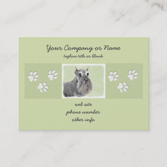 Cartão De Visita Pintura Schnauzer (Giant, Standard) - Arte Canina (Frente)