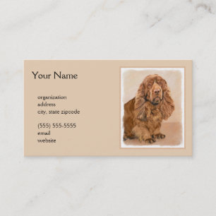Cartão De Visita Pintura Sussex Spaniel - Arte Cachorosa Original