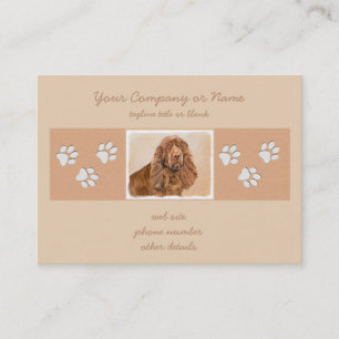 Cartão De Visita Pintura Sussex Spaniel - Arte Cachorosa Original