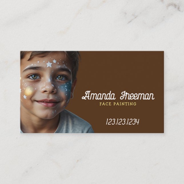 Cartão De Visita Pintura única de artista castanho e amarelo (Frente)