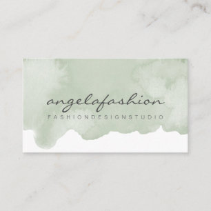 Cartão De Visita Pintura Verde Azul Suave Abstrato Pincel Aquarela
