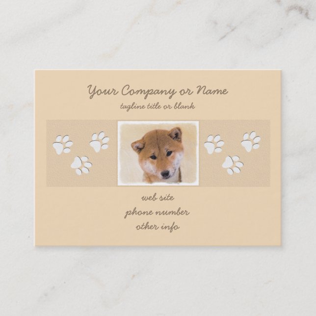 Cartão De Visita Pintura (vermelha) de Shiba Inu - arte original do (Frente)
