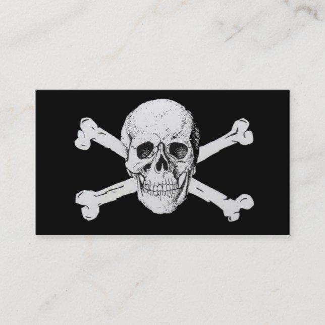 Cartão De Visita Pirata Crânio Negro e Crossbones (Frente)