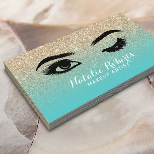 Cartão De Visita Piscar os olhos Olhos Lashes Etilha Salão Teal e