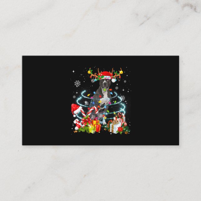 Cartão De Visita Pittie Reindeer - Luzes das árvores de Natal Pajam (Frente)