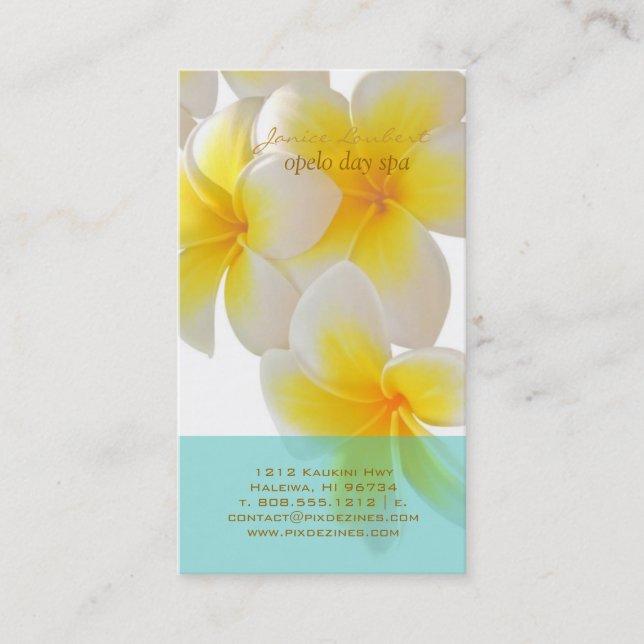 Cartão De Visita Pix Dezines Hawaii Plumeria (Frente)
