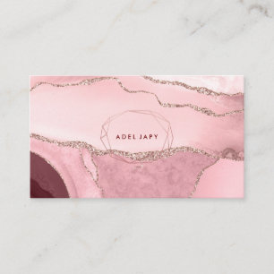 Cartão De Visita PixDezines Ágata Aquarela Falso Ouro Rosa