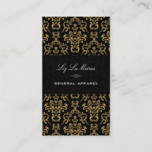 Cartão De Visita PixDezines Black+Dourada Arianna Vintage Damask