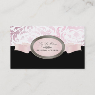 Cartão De Visita PixDezines Black, Pink, White Céline Damask
