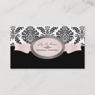 Cartão De Visita PixDezines Black, Pink, White Rossette Damask