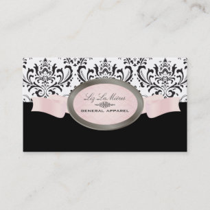 Cartão De Visita PixDezines Black, Pink, White Rossi Damask