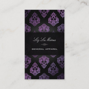 Cartão De Visita PixDezines Black+Plum Rossellini Vintage Damask
