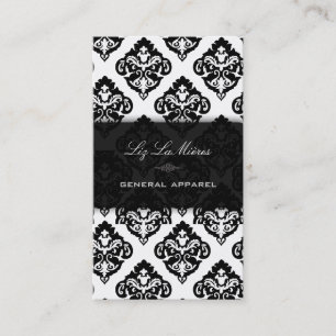Cartão De Visita PixDezines Black+White Olivia Damask