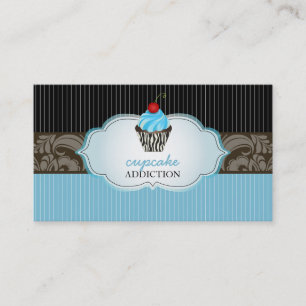 Cartão De Visita PixDezines bluebery redemoinhos cupcake+pinstripes
