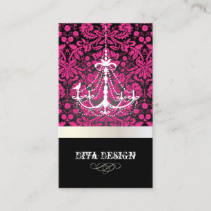 Cartão De Visita PixDezines Chandelier + lace damask /pérola + bra