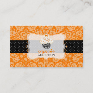 Cartão De Visita PixDezines cupcake de chocolate laranja/pâtisserie