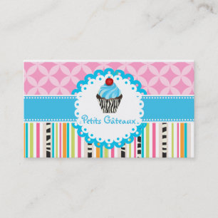 Cartão De Visita PixDezines cupcake de redemoinhos de mirtilo+listr