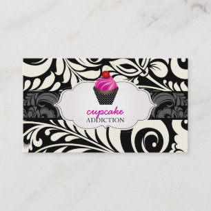 Cartão De Visita PixDezines cupcake de redemoinhos de morango+damas