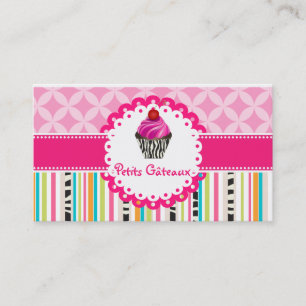Cartão De Visita PixDezines cupcake de redemoinhos de morango+listr
