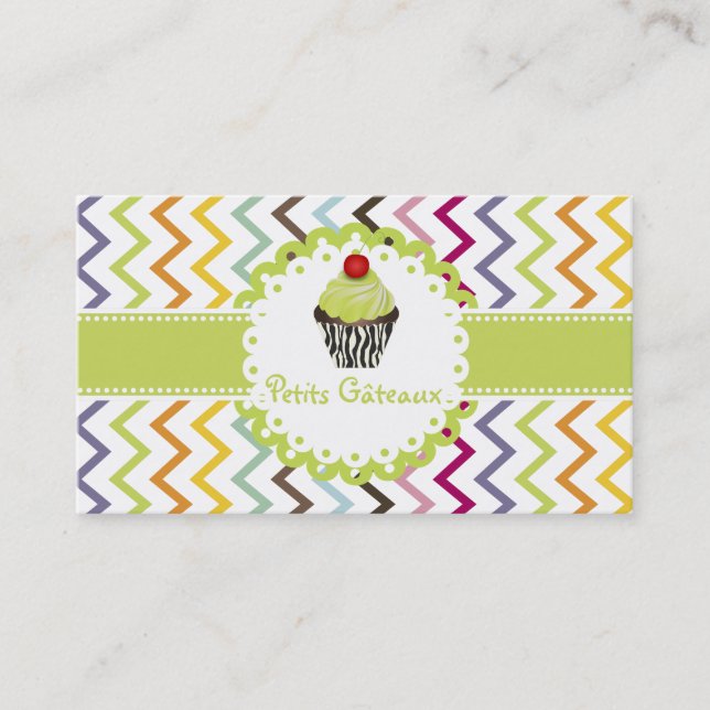 Cartão De Visita PixDezines cupcake redemoinhos keylime+chevron (Frente)