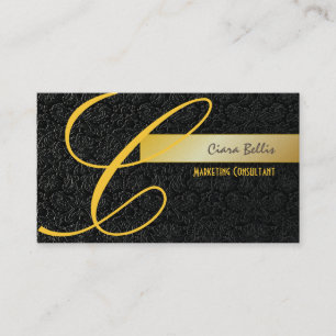 Cartão De Visita PixDezines Damask Lace preto + dourado